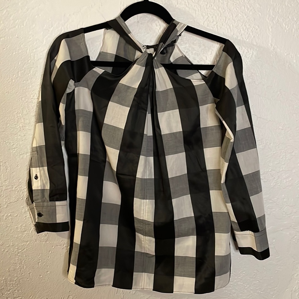 Rag & Bone Collingwood Cold Shoulder Plaid Blouse